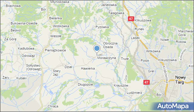 mapa Morawczyna, Morawczyna na mapie Targeo